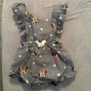 Disney Minnie Mouse Gray and White Polka Dot Romper